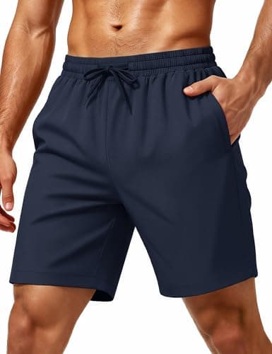 MAGCOMSEN Men's Athletic Running Shorts 7" Quick Dry Workout Gym Shorts with Pockets Basketball Sports Navy M