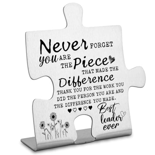 Thank you Appreciation gifts for Leader Mentor, Going Away Gift Retirement Gift for Leader Coworker, Never forget you are the Piece that Made the Difference, Thank You Leader Plaque-DX139