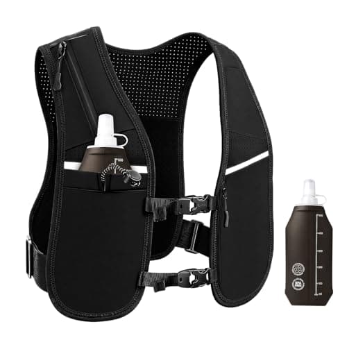 Eclove Running Vest for Women and Men, Lightweight Adjustable Reflective Hydration Pack with 500ml Soft Flask & 5 Pockets, Bounce Hand Free Comfort for Marathon Trail Cycling Hiking Jogging Walking