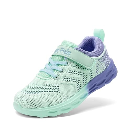 DREAM PAIRS Boys Girls Shoes Kids Tennis Footwear EZ-Ons GoGetters Running Athletic School Sneakers for Little/Big Kid,Size 13 Little Kid,Mint Green/Purple,KD18001K