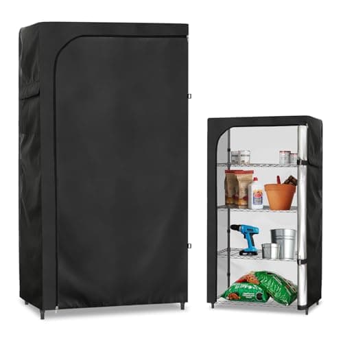 Rileytee Wire Shelf Cover,Heavy Duty 600D Dustproof Waterproof Shelf Covers for Wire Shelving,Outdoor Storage Rack Cover for Wire Rack with Zipper,Black,36"W x 14"D x 54"H