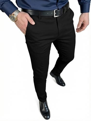 JMIERR Men's Stretch Dress Pants, 38W*30L, Black