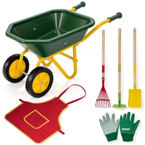 VIVOHOME 30 Inch Kids Wheelbarrow Set 6 PCS for Large Children Ages 3-8