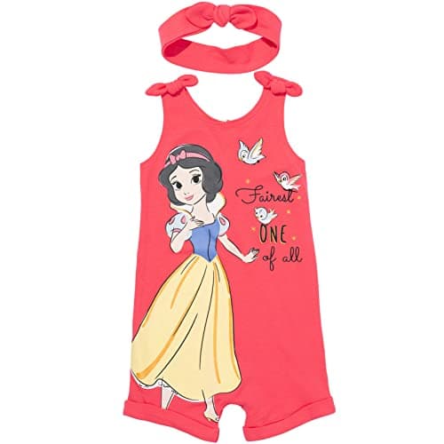 Disney Princesses Snow White Baby Girls Snap Sleeveless Romper & Headband Red 0-3 Months