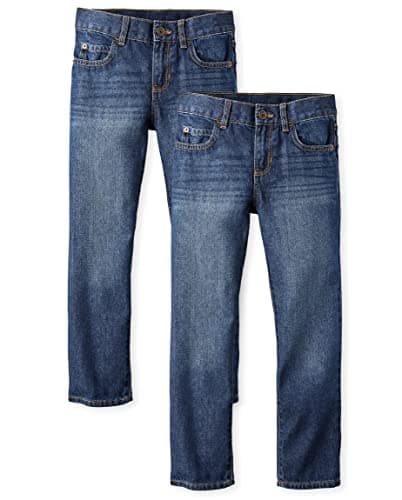 The Children's Place Boys Basic Straight Leg Jeans,Dk Juptier 2 Pack,10