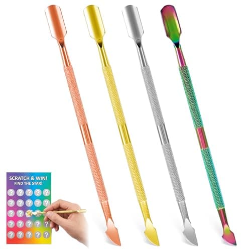 Elegaperma 4 Pcs Stainless Steel Cuticle Scraper for Finger & Toenails