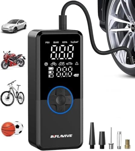 Tire Inflator Portable Air Compressor,3X Faster Inflation Cordless Tire Air Pump with Digital Gauge,Auto Shut-Off,LED Light,Electric Air Pump for Car Tires,SUV, Motorcycle, Bike