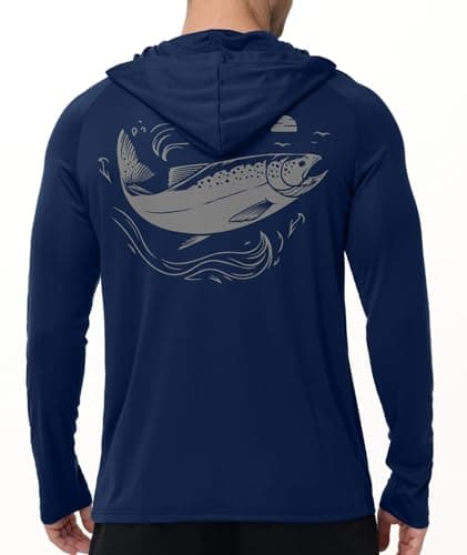 ZITY Fishing Shirts for Men UPF 50+ Sun Protection Hoodie Long Sleeve Rash Guard Lightweight UV Shirt Swimming Hiking Dark Blue