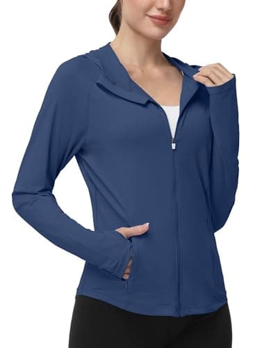 Roadbox Women’s Sun Protection Hoodie Jacket, UPF 50+ SPF Lightweight Long Sleeve Full Zip Workout Shirts for Hiking Running