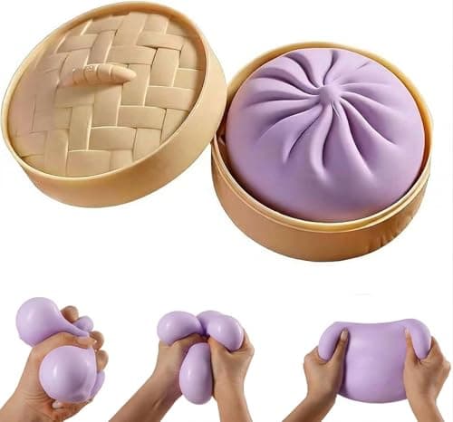 Dumpling Squishy Squeez Toys, Soft Slow Rising Stress Relief Fidget Toy for Anxiety and Focus, Cute Food Toy for Desk Decor, Relaxation and Sensory Play for Students, Office Workers and Adults