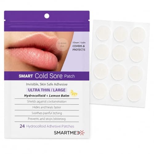SMARTMED Smart Cold Sore Treatment Patch with Lemon Balm Large 15mm Soothe Itching and Burning - Skin Safe Adhesive