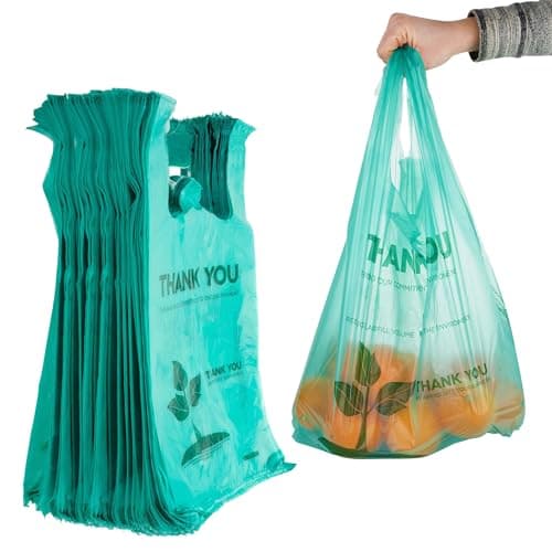 Stock Your Home Grocery Bags 100 Count Reusable Supermarket Thank You T Shirt Style Suitable for Small Trash Cans