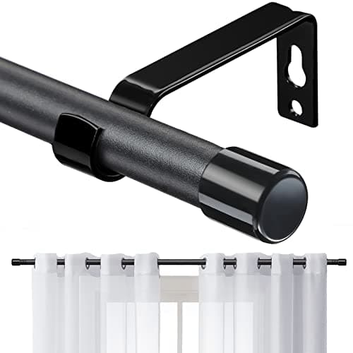 Curtain Rods for Windows 66 to 120, 5/8 Inch Matte Black Curtain Rod Set with Brackets Heavy Duty Small Drapery Curtain Rods, Size: 23-124 Inch