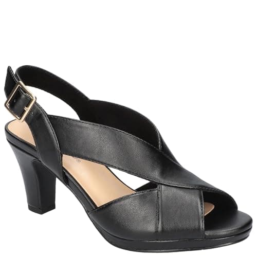 Easy Street Women's Christy Peep Toe Slingback Heeled Sandal with Adjustable Buckle