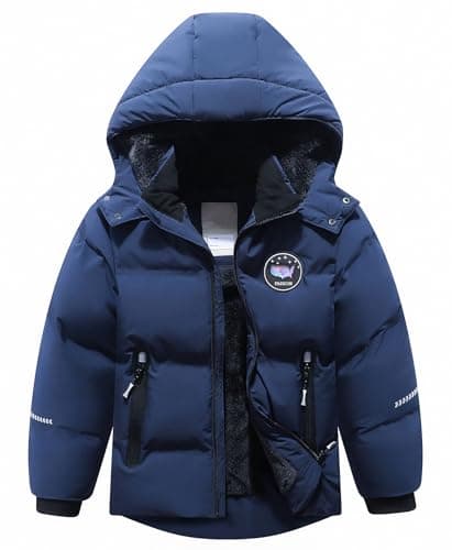 BYLESIN Kids Boy's Winter Coat Fleece Lined Waterproof Jacket Puffy Cotton Coat Thick Hooded Down Outdoor Coats