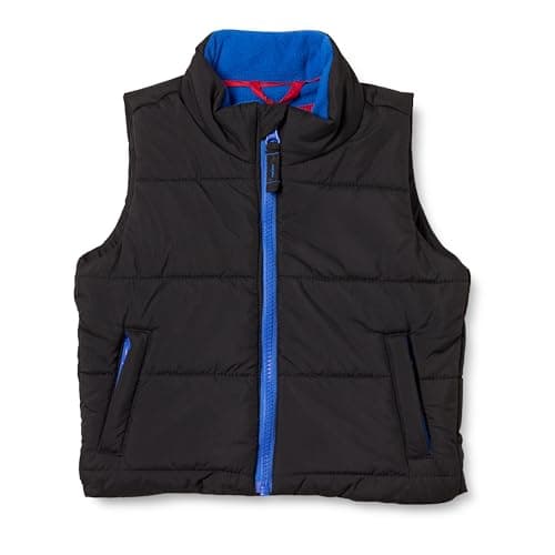 Amazon Essentials Toddler Boys' Heavyweight Full Zip Outerwear Puffer Vest, Black, 3T
