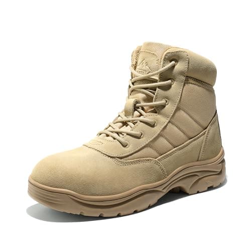 NORTIV 8 Men's Waterproof Tactical Work Boots Leather Outdoor Hiking Military 6 Inches Motorcycle Combat Boots,Size 10,Sand