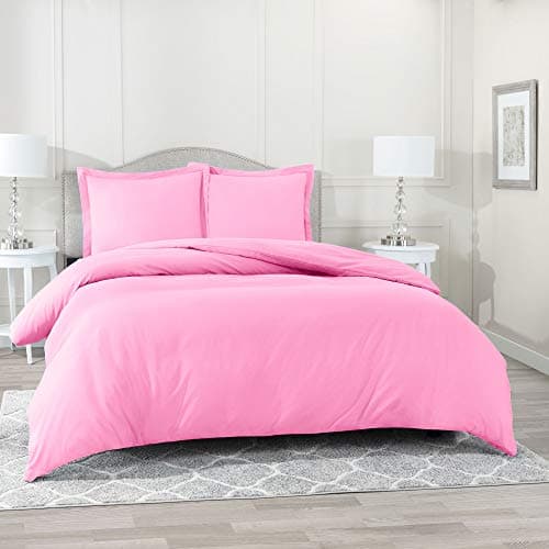Nestl 7-Piece King Duvet Cover and Bed Sheet Set - Includes Duvet Cover, Flat Sheet, Fitted Sheets, 2 Pillowcases and 2 Pillow Shams - Complete Luxury Soft Microfiber Bedding Set, Light Pink