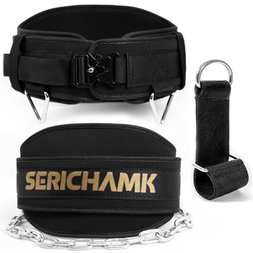 Weighted Dip Belt for Weight Lifting With Chain 46" and Loading Straps,Weighted Belt,Pullup Dip Weight Belt with Chain, Weighted Pull Up Belt for Weights,Belt Squat Belt with Chain Black