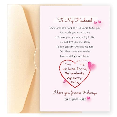 POMELION Valentines Day Card for Husband, Him - I Love You Card for Him, Hubby - Happy Anniversary Card Gifts to Husband from Wife - Greeting Card