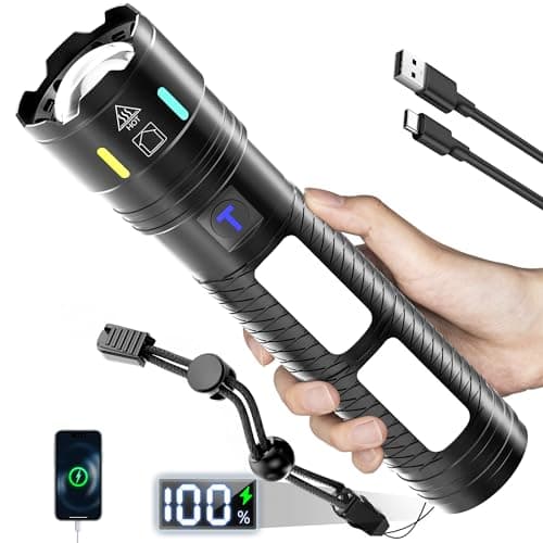 Rechargeable Flashlights 990,000 High Lumens, Super Bright Flash Light Long Range 5000ft, 4 Mode with Red LED Flashing Tactical Flashlight, High Powered Flashlight High Beam for Home Emergency Camping