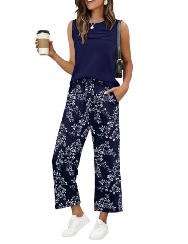 Ekouaer Pajamas for Women Set 2 Piece Sleeveless Top Loungewear