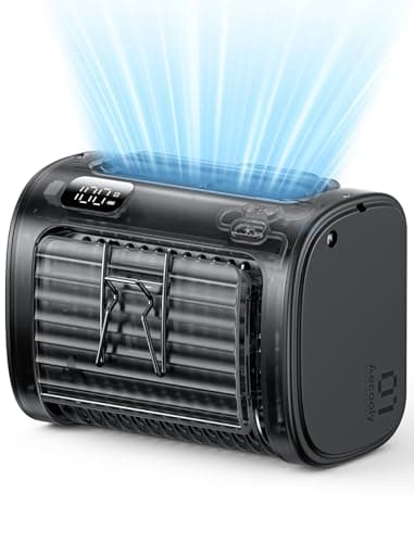 Aecooly Wide-Airflow Portable Waist Fan, 30ft/s Powerful Airflow, 5 Speeds Clip On Belt Shirt Fan with Flashlight, Hands-Free Up to 18H Cooling for Outdoor, Hiking, Jobsite, Farms, Gift for Men-Black