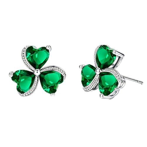 VONSSY Clover Earrings Stud Shamrock Irish Patricks Jewelry for Women Wife