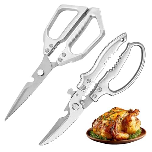 2 Pcs Kitchen Scissors for Food Japanese, Japanese Stainless Steel Kitchen Shears for Food, Meat Scissors for Chicken Wing/Bone, Meat, Quail, Fish, Turkey, Vegetables - Poultry Shears