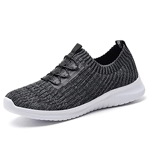 konhill Women's Slip on Walking Tennis Shoes - Comfortable Lightweight Breathable Casual Work Travel Sneakers for Standing All Day (Fits Swollen & Wide Feet) 6 Wide US D.Gray,36
