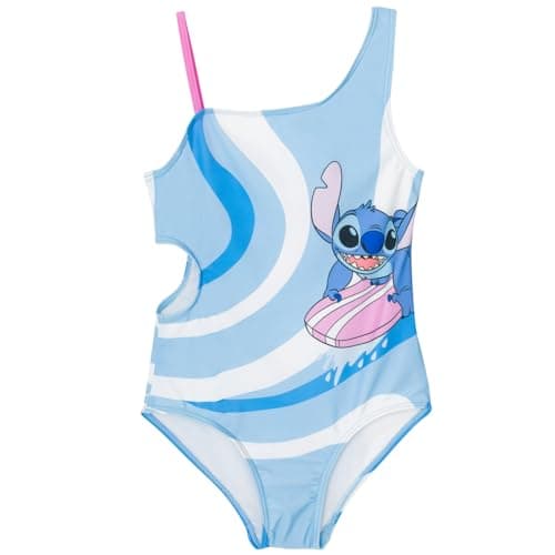 Disney Lilo & Stitch Little Girls UPF 50+ One Piece Bathing Suit Blue/White