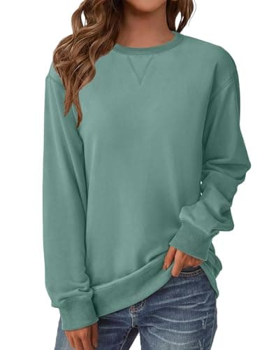 GKBK Womens Casual Long Sleeve Sweatshirt Crew Neck Crewneck T Shirt Tshirt Cute Pullover Tops Fall Winter Thin Soft Comfy Light Weight Loose Fit Sweater 2026 Fashion Clothes Trendy Outfit Gray Blue L