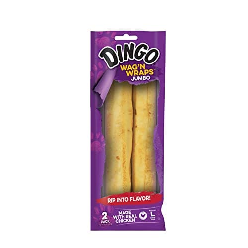 Dingo Wag’n Wraps Jumbo Rawhide Treat For Large Dogs, 2 Count