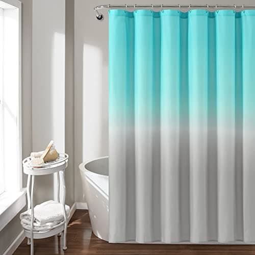 Lush Decor Umbre Fiesta Shower Curtain Single 72" W x 72" L Aqua & Gray - Blue Shower Curtains for Bathroom - Bathroom Curtain - Ombre Curtains