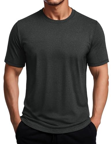 MAGCOSMEN Dry Fit Tshirts Shirts for Men Athletic Workout Tees Short Sleeve Moisture Wicking Cool Gym Running Hiking Tshirts Black, L