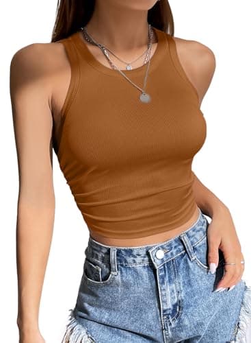 LOLONG Womens Crop Tank Tops Summer Sleeveless Racerback Casual Shirts