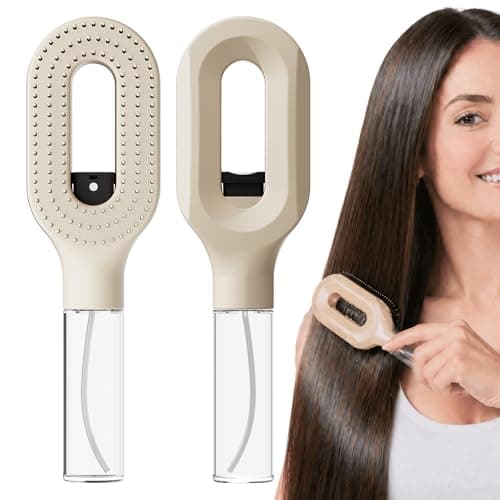 Beige Hair Brush with Water Spray, Premium Fine Mist Detangling Tool for Women, Wet & Dry Styling for Thick Long Hair, Elegant Everyday Hair Care Solution (1, Khaki)
