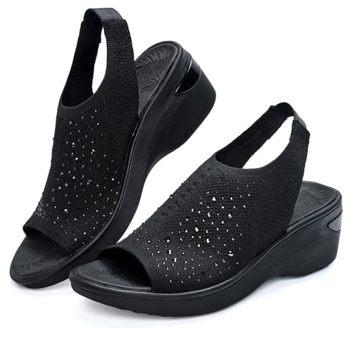 BEMIRO Women Wedge Walking Sandals Comfortable Arch Support Summer Shoes