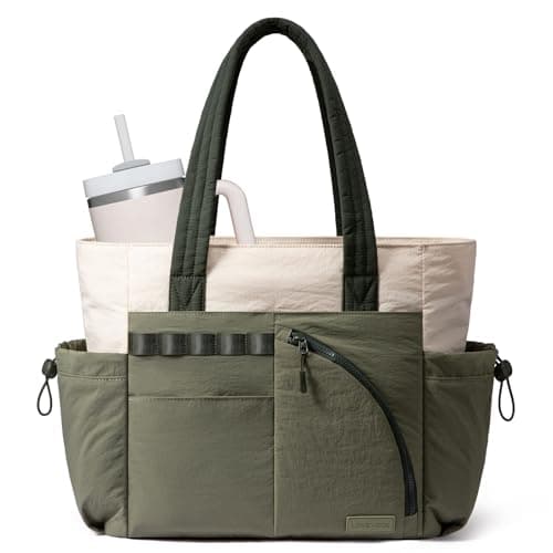 LOVEVOOK Women's Tote Handbags, Puffer Bag and Work Bags with Compartment for Women, Lightweight Quilted Nurse Shoulder Daily