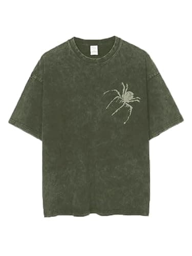 EMMIOL Graphic Tees for Men Crew Neck Short Sleeve Shirt Oversized Tshirts Baggy Grunge Summer Casual Streewear Vintage Shirts X-Large Army Green