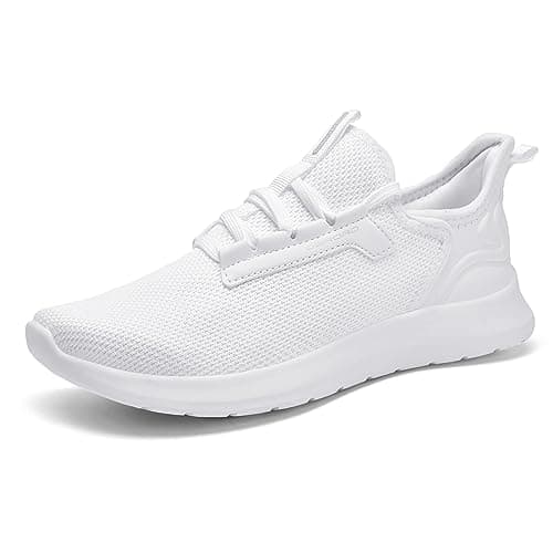 DERORD Women’s Walking Running Shoes Slip on Lightweight Casual Sneakers (White, Adult, Women, Numeric_9, Numeric, us_Footwear_Size_System, Medium)