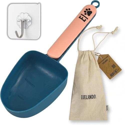 EVELANDO® Dog Food Measuring Cup 1 Cup BPA-Free Tool with Non-Slip Grip Handle & Bag Clip Includes Cotton Storage Bag & Adhesive Hook for Dogs & Cats (Pink)