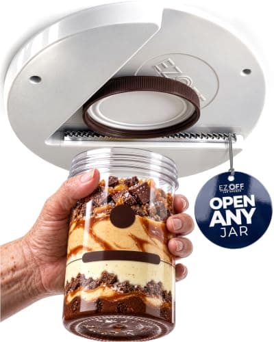 EZ Off Jar Opener for Seniors - Under Cabinet Jar Openers for Weak Hands, Easy Grip, Arthritis jar opener, One Handed Gadgets & Bottle Opener - Essential Kitchen Gadgets for Home Assistance - White