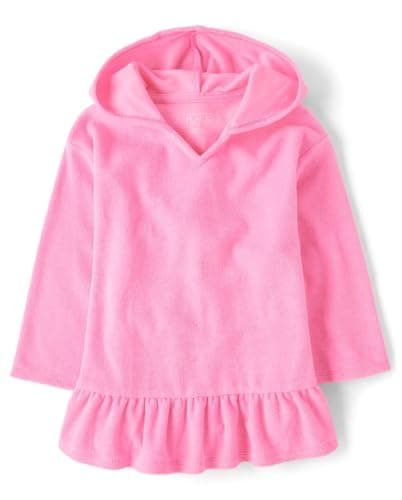 The Children's Place,Baby Girls,and Toddler Hooded Swim Coverup,Happy Pink Long Sleeve,5 Years