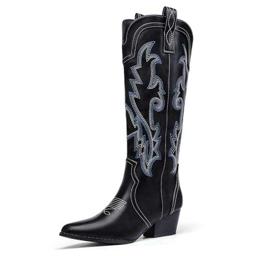 IDIFU IN2 Cowboy Boots for Women Cowgirl Western Tall Boot(Black, 12)