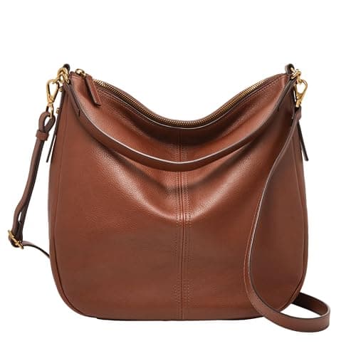 Fossil Women's Jolie Leather Hobo Purse Handbag, Hobo Shoulder Bag, Brown
