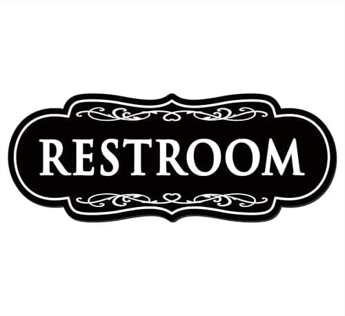 Restroom Sign – Bathroom Sign – Premium Durable Frosted Acrylic Material, Super Strong Self-Adhesive, Quick And Easy Installation, Perfectly Suitable For Your Home And Business (9×3.5 Inches, Black/White)