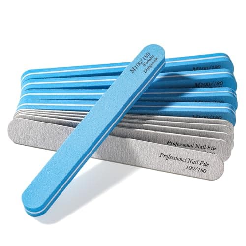 BALUCA 10-Pack Professional Nail Files & Buffers for Acrylic & Natural Nails | Double-Sided 100/180 Grit Emery Boards | Reusable Salon-Grade Nail Filer & Shine Kit for Women & Pets (Blue)