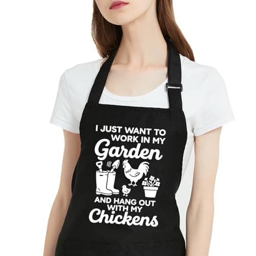 Gvlrbut Funny Gardening Apron for Women with Pockets, Garden Gifts for Gardener Plant Lover Mom Grandma Birthday (Black - I just want to work in my garden)