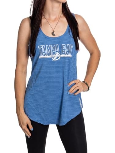 Calhoun NHL Womens Lightweight Sleeveless Loose Fit Workout Racerback Tank Top (Tampa Bay Lightning, X-Large)